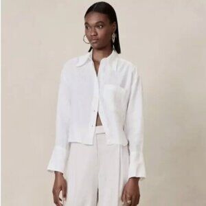 Banana Republic 100% European Flax linen boxy crop top. NWOT Retail $85 small